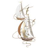 ΜΕΤΑΛΛΙΚΟ ΔΙΑΚΟΣΜΗΤΙΚΟ ΤΟΙΧΟΥ 2 ΚΑΡΑΒΙΑ ΚΥΜΑΤΑ ΚΑΙ ΠΟΥΛΙΑ - 45.1x88.9x4.4cm 4/ΚΙΒ