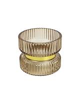 Κηροπήγιο γυαλ.καφέ χρυσό δαχτυλ.Φ9Η7cm