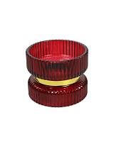 Κηροπήγιο γυαλ.κόκκινο χρυσό δαχτυλ.Φ9Η7cm