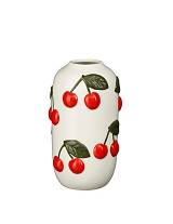 Βάζο κεραμικό λευκό με κεράσια Φ10Η18cm