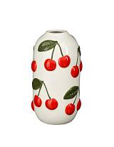 Βάζο κεραμικό λευκό με κεράσια Φ11Η22cm
