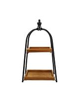 Δίσκος σερβ.mango /μέταλλο 2οροφος 53x40H43cm