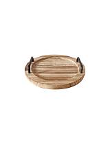 Δίσκος σερβ.Paulownia/μεταλ.χερούλια Φ30Η5cm