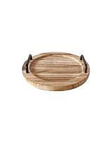 Δίσκος σερβ.Paulownia/μεταλ.χερούλια Φ35Η5cm