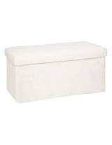 Σκαμπώ μπαούλο γούνα λευκό 76 x 38 cm