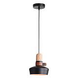 PENDANT LIGHT 1XE27 BLACK WOOD LEATHER