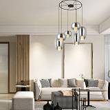 PENDANT LIGHT 6XG9 SMOKED GLASS -GOLD MATT