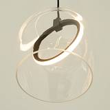 PENDANT LED LIGHT 6W 3000K METAL-SILICON-GLASS,BLACK-CLEAR GLASS