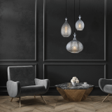 PENDANT LIGHT 1XE27 GLASS SMOKE GRAY