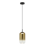 PENDANT LED LIGHT 12W 3000K BLACK-GOLD GLASS