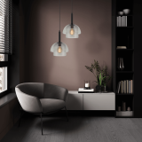 GLASS PENDANT LIGHT E 27 MAX 40W  GLASS SMOKY GREY