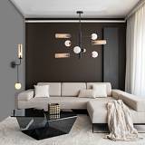 PENDANT LIGHT  4XG9& 4XE27 OPAL GLASS  BLACK - ANTIQUE BRASS