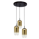 PENDANT LED LIGHT 3X12W 3000K GLASS BLACK-GOLD