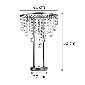 Επιτραπέζιο φωτιστικό από χρώμιο μέταλλο και διάφανα κρύσταλλα 3XG9 D:52cm (3360)
