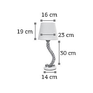 Επιτραπέζιο φωτιστικό από καφέ σχοινί και υφασμάτινο καπέλο 1XE27 D:50cm (3433-WH)