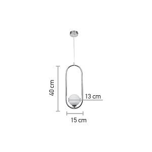 Κρεμαστό φωτιστικό σε χρώμιο απόχρωση και λευκή οπαλίνα 1XG9 D:40cm (4022-CH)