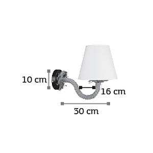 Επιτοίχιο φωτιστικό από καφέ σχοινί και υφασμάτινο καπέλο 1XE27 D:30cm (43368-WH)