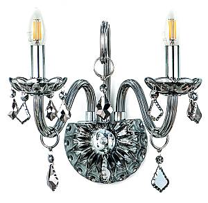 Επιτοίχιο φωτιστικό από φιμέ γυαλί και κρύσταλλα 2XE14 D:35cm (43391-2-FIME)