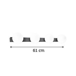 Επιτοίχιο φωτιστικό από μαύρο μέταλλο και λευκή οπαλίνα 4XG9 D:61cm (43422-4)