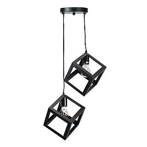 Κρεμαστό φωτιστικό από μαύρο μέταλλο 2XE27 D:20cm (4400-2-BL-ΡΟΖΕΤΑ)