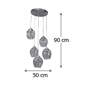 Κρεμαστό φωτιστικό από μαύρο μέταλλο και φιμέ γυαλί 5XE27 D:30cm (4474-5-BL)
