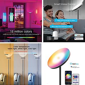 Επιδαπέδιο φωτιστικό LED 24W RGB-CCT with controller από μαύρο μέταλλο και ακρυλικό D:170cm (45023)