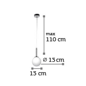 Κρεμαστό φωτιστικό από χρώμιο μέταλλο και λευκή οπαλίνα 1XG9 D:13cm (4515-1)