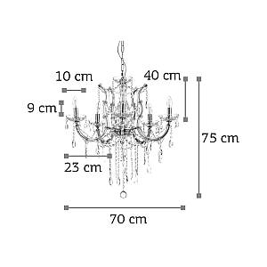 Κρεμαστό φωτιστικό από χρώμιο μέταλλο γυαλί και κρύσταλλα 6XE14 D:70cm (5244-6-Χρώμιο)