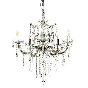 Κρεμαστό φωτιστικό από χρώμιο μέταλλο γυαλί και κρύσταλλα 6XE14 D:70cm (5244-6-Χρώμιο)