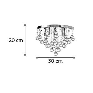 Φωτιστικό οροφής από χρώμιο μέταλλο και διάφανα κρύσταλλα 4XG9 D:30cm (5292-Γ)