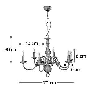 Κρεμαστό φωτιστικό από μέταλλο σε λευκή πατίνα 6XE14 D:70cm (5311-6)