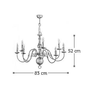 Κρεμαστό φωτιστικό από μέταλλο σε λευκή πατίνα 8XE14 D:83cm (5311-8)