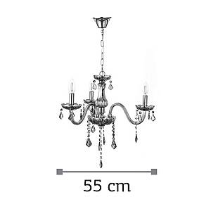 Κρεμαστό φωτιστικό από φιμέ γυαλί και κρύσταλλα 3XE14 D:55cm (5314-3-FIME)