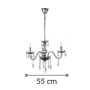 Κρεμαστό φωτιστικό από μελί γυαλί και κρύσταλλα 3XE14 D:55cm (5314-3-AMBER)