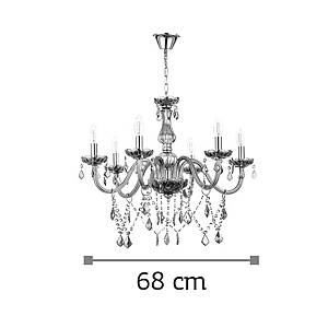 Κρεμαστό φωτιστικό από φιμέ γυαλί και κρύσταλλα 6XE14 D:68cm (5314-6-FIME)
