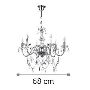 Κρεμαστό φωτιστικό από διάφανο γυαλί και κρύσταλλα 6XE14 D:68cm (5314-6-CLEAR)