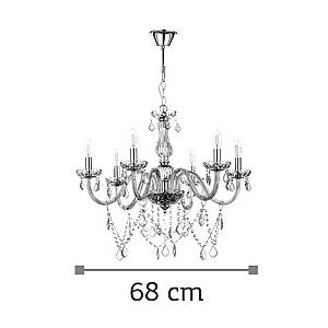 Κρεμαστό φωτιστικό από μελί γυαλί και κρύσταλλα 6XE14 D:68cm (5314-6-AMBER)