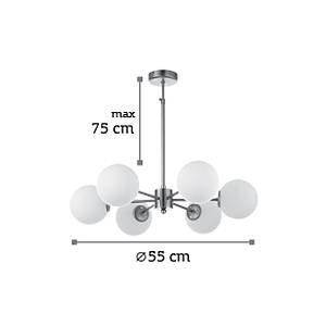 Κρεμαστό φωτιστικό από χρυσό ματ μέταλλο και λευκή οπαλίνα 6XG9 D:55cm (5316-6)