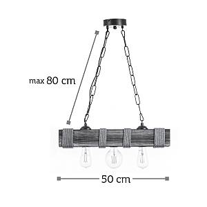 Κρεμαστό φωτιστικό από ξύλο και σχοινί 3XE27 D:50cm (5318-3)