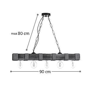Κρεμαστό φωτιστικό από ξύλο και σχοινί 5XE27 D:90cm (5318-5)