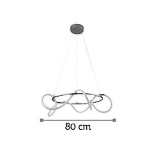 Κρεμαστό φωτιστικό LED 80W 3000K από χρώμιο μέταλλο και σωλήνα σιλικόνης D:80cm (6017-A-CH)
