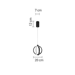 Κρεμαστό φωτιστικό LED 16W 3000K σε μαύρη απόχρωση D:20cm (6057-BL)