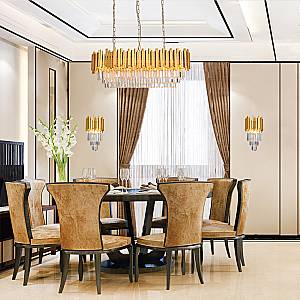 Επιτοίχιο φωτιστικό από χρυσαφί αλουμίνιο και κρύσταλλα 1XE14 D:35cm (43035)