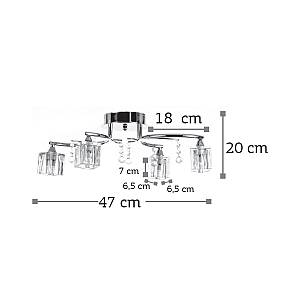 Φωτιστικό οροφής από χρώμιο μέταλλο και κρύσταλλα 4XG9 D:47cm (6120-4)