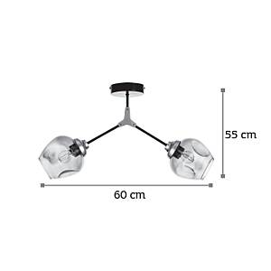 Κρεμαστό φωτιστικό από μαύρο μέταλλο και διάφανο γυαλί 2XE27 D:60cm (6129-2-GL)