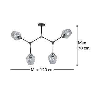 Κρεμαστό φωτιστικό από μαύρο μέταλλο και διάφανο γυαλί 4XE27 D:120cm (6129-4-ΝΜ)