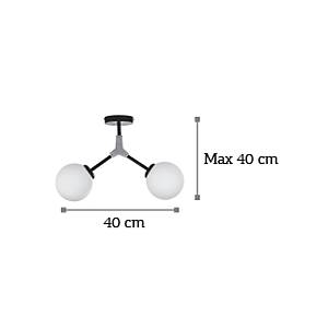 Κρεμαστό φωτιστικό από μαύρο μέταλλο και λευκή οπαλίνα 2XE27 D:40cm (6167-2-GL)