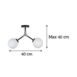 Κρεμαστό φωτιστικό από μαύρο μέταλλο και λευκή οπαλίνα 2XE27 D:40cm (6167-2-NM)
