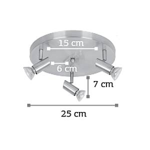 Επιτοίχιο σποτ από μέταλλο σε νίκελ ματ απόχρωση 3XGU10 D:25cm (9075-3Φ-Νίκελ Ματ)