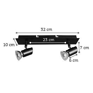 Επιτοίχιο σποτ από μέταλλο σε μαύρη απόχρωση 2XGU10 D:25cm (9078-2Φ-Μαύρο)